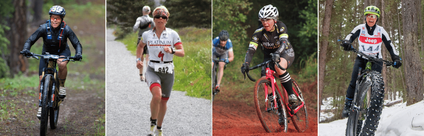 Tammy Lee cycling and running in various races