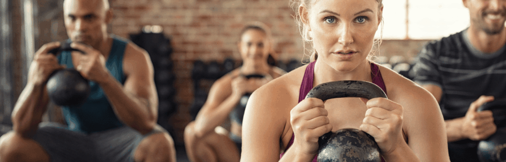 endurance athletes doing kettlebell training